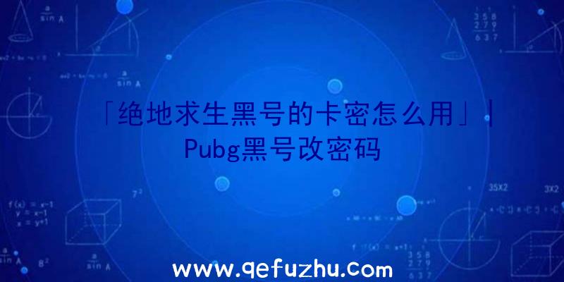 「绝地求生黑号的卡密怎么用」|Pubg黑号改密码